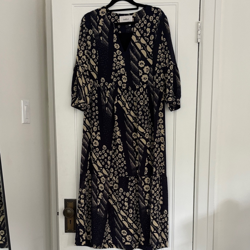 BA&SH navy and ivory dress